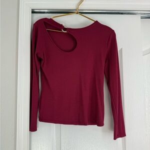 Venus Burgundy Cut-Out Long Sleeve Top